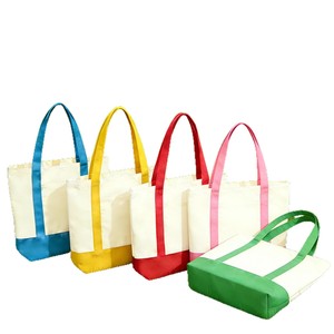 Bolsa de Mano de Lona de Algodón Personalizada, Ecológica, con Diseño de Colores Combinados - Product Image 1