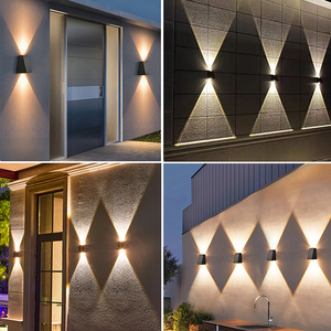 Lampu Dinding tenaga surya LED luar ruangan, cahaya LED kecerahan tinggi atas dan bawah bercahaya 2 LED - Product Image 6
