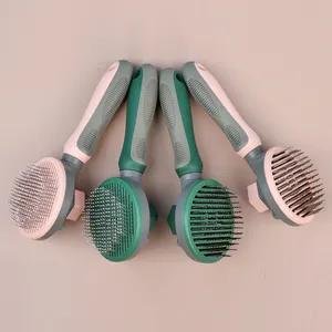 Self Cleaning Pet Hair Comb Slicker Cat Groom Brush Dog Grooming Pet Brush with Masaging Bead on Tips
