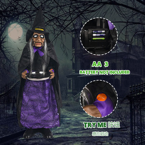 Les sorcières et sorcières miniatures d'<span class=keywords><strong>Halloween</strong></span> peuvent briller, secouer la tête, crier Décoration intérieure et extérieure Animatronic - Product Image 2