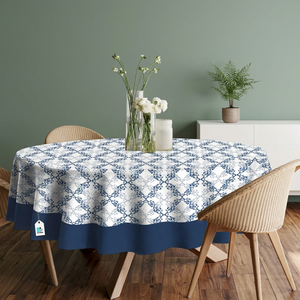Luxury Floral Printed Cotton Round Tablecloth 60 Inch <b>Waterproof</b> Oilproof <b>Table</b> <b>Cover</b> for Weddings Dining and Home Use - Product Image 2