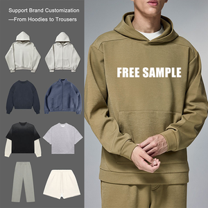 Sudadera con capucha personalizable de hidrógeno de 4 vías 410GSM para hombre, jersey de gran tamaño con forro de felpa de peso pesado, ropa de calle de Color sólido - Product Image 1