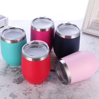 Meilleure vente de gobelets thermiques en acier inoxydable à double paroi de 12oz de haute qualité tasses à café et vin tasses en forme d'œuf avec couvercle coulissant