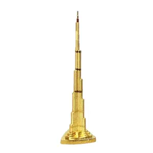 Modelo de adornos para el hogar artesanías mentales minimalistas modernas, Torre Halifah de Dubái de oro y bronce