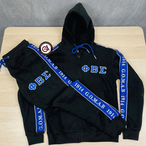 Custom made Phi Beta Sigma <b>Embroidery</b> Men Fleece Tracksuit | Wholesale Fraternity Embroidered High Custom Style Jogging suit - Product Image 3