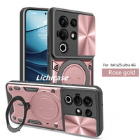 Lichicase Multi Color Armor Design Support magnétique Couverture arrière pour Itel S26 Pochette de téléphone ultra antichoc