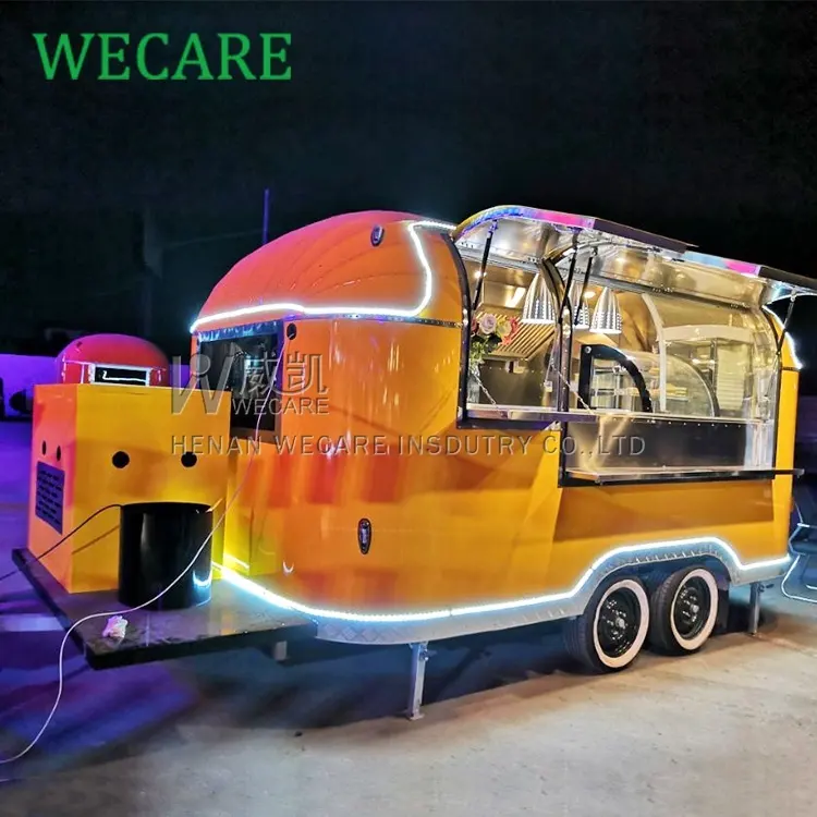 Weccare شريط متنقل للقهوة والآيس كريم مجهز بالكامل carrida De Comida Movil Airstream Pizza للبيع