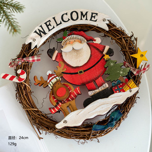 Corona de Navidad: diámetro festivo de decoración de muñeco de nieve y Papá Noel, montado en la pared, sin plumas, perfecto para artículos de Navidad - Product Image 2