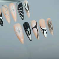 Uñas artificiales hechas a mano, pintadas a mano estilo ala de mariposa de estrella de cinco puntas, fábrica reutilizable de alta calidad al por mayor.