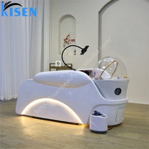 Kisen High <b>End</b> Comfortable Hair Salon Automatic Electric Massage Washing Chair Luxury Modern Shampoo <b>Bed</b> with Bowl - Product Image 6