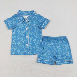Conjunto de Pijamas de Verano para Bebés Niñas, Estilo Vaquero Occidental, con Botones, Manga Corta, Ecológico, de Spandex/Poliéster - Product Image 6