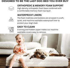 Cama para Perros Grandes White Think, Pedido Mínimo 1, Cama Ortopédica de Espuma Viscoelástica de Lujo con Tapizado Bouclé - Product Image 3