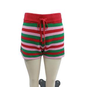 Shorts en tricot tendance <span class=keywords><strong>chic</strong></span> pour femmes, printemps 2026, nouvelle collection, taille haute élastique vintage, cordon de serrage, décontracté, pantalon court pour femmes - Product Image 2