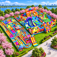 Grand parc d'attractions gonflable extérieur, parcours d'obstacles commercial, aire de jeux, conception personnalisée