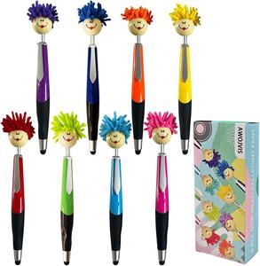 2025 baru desain gaya baru pena bola Kawaii hitam merah muda biru kuning oranye ungu Stylus lucu alat pel atas pena untuk sekolah - Product Image 4