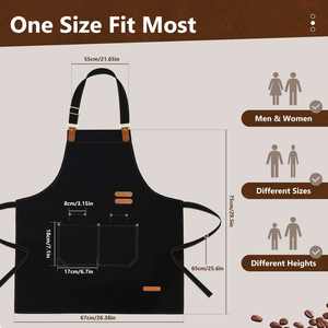 Özel Logo Nakışlı Sıcak Baskılı Yeniden Kullanılabilir Yıkanabilir Kanvas Şef Önlüğü Restoran Yemek Pişirme Mutfak - Product Image 3