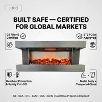 Cheminée électrique à LED tactile 3D intégrée, thermostat réglable, télécommande, utilisation en intérieur, 750W-1800W, salon moderne