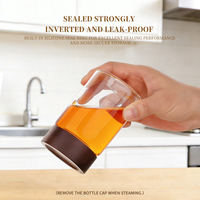 Pot de conservation en verre hermétique de qualité supérieure, 100 ml, avec couvercle en bois d'acacia, de qualité alimentaire, écologique, en verre borosilicate, pour le miel