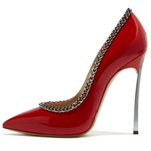 Newest Women Dress High Heels Female 12cm Thin Heel Stiletto <b>Shoes</b> Women Big Size 45 Metal Chain Dress <b>Shoes</b> - Product Image 1