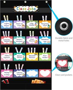 Ensemble de tableaux de rangement de classe avec 17 poches, tableau des tâches de classe durable pour les enseignants et les élèves du primaire - Product Image 1