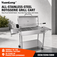 Barbecue au charbon de bois double face avec moteur inclus et table latérale pour utilisation en extérieur