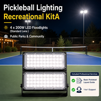 Solución Completa de Iluminación para Canchas de Pickleball, Reflector LED Antideslumbrante IP65 para Exteriores, Diseño Profesional DIALux, Servicio de Diseño, 300W