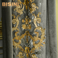Rideau de fenêtre en flanelle hollandaise de style rococo italien antique de luxe, motif vert et gris, broderie rétro