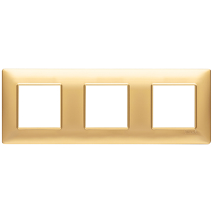 Vimar 3 Gang Wall <b>Switch</b> <b>Plate</b> Matt Gold 27x8x0.9 Cm - Product Image 1