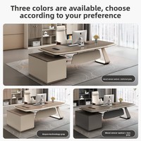 Ensemble de bureau et chaise de direction moderne pour PDG, directeur général, président, avec tiroirs et cloisons, en PVC, design minimaliste haut de gamme