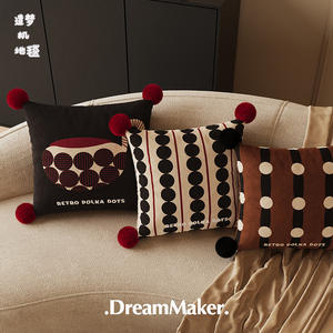 DreamMaker Retro Polka Dot Striped Throw Pillow Dutch Velvet Square <b>Cushion</b> Home Decor Pillowcase With <b>Insert</b> - Product Image 3