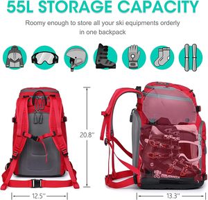 Sac à dos pour bottes de ski, échantillon gratuit, 50L, sac pour bottes de snowboard pour les voyages, pour bottes de neige, casque de ski, gants, lunettes, équipement de ski - Product Image 2