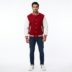 Manteau de baseball à dessus court à la mode personnalisé décontracté Letterman pour hommes Patch en polyester Veste de baseball universitaire pour hommes - Product Image 1