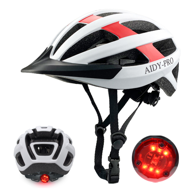 OEM ODM Lightweight Road Mountain Bike Bicycle Helmet with LED Light Visor Cycling Riding Casco De Bicicleta CE CPSC Approved