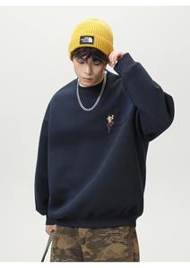 Felpa con <span class=keywords><strong>cappuccio</strong></span> a maniche lunghe pesante <span class=keywords><strong>senza</strong></span> <span class=keywords><strong>cappuccio</strong></span> ricamato da <span class=keywords><strong>uomo</strong></span> autunno Casual Slim Fit <span class=keywords><strong>felpe</strong></span> di marca in pile di cotone - Product Image 3