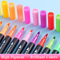 Ensemble de Feutres Marqueurs à Double Pointe Vibrants en Plastique Couleurs Aquarelle Premium Pointe Feutre pour Coloriage Adulte Artistes Étudiants Boîte Cadeau Incluse