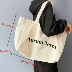 Bolsa de Lona Personalizada para Mujer, Bolsa de Mano de Lona Negra, Bolsa de Lona Lisa con Logotipo Impreso Personalizado - Product Image 2