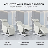 Table de Traitement Électrique pour Cils avec Appui-tête, Hauteur Réglable, Chaise de Soin pour Sourcils et Cils, Lit de Salon pour Extensions de Cils