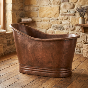 Bañera de Cobre Independiente de Lujo Ecológica Ovalada con Patas, Bañera Tipo Slipper Hecha a Mano de Metal para Hogar, Hotel, Estilo Indio - Product Image 1