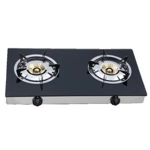 Cheff-appareils de cuisine 2 brûleurs miroir panneau supérieur en verre Table cuisinière à gaz pour la maison
