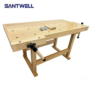Solid Wood Woodworking Workbench with Bench Clamps, Portable Beech Wood <b>Worktable</b> for Home DIY & Carpentry - Product Image 1