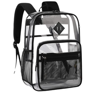 Transparent PVC Student <b>Backpack</b> <b>Large</b> Capacity Waterproof School Bag Softback External Frame Zipper Travel Daypack - Product Image 1