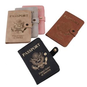 Custom Logo PU Leather Business Style <b>Passport</b> Booklet <b>Holder</b> Personalized Travel & Corporate Card Case With Clip Button Closure - Product Image 1