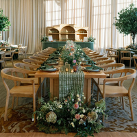 Vente en gros de meubles de salle à manger modernes de style rustique fauteuil à dossier empilable en bois massif chaise d'événement de mariage