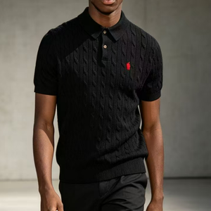 Polo tricoté pour homme – <span class=keywords><strong>Nouvelle</strong></span> collection été – Col en V à manches courtes – Haut décontracté respirant et frais avec design tricoté uni - Product Image 2