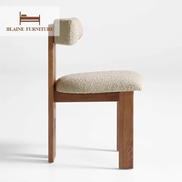 Chaise de salle à manger en tissu minimaliste nordique BLAINE, chaise d'appoint de luxe en bois massif, meubles de cuisine personnalisés pour restaurant