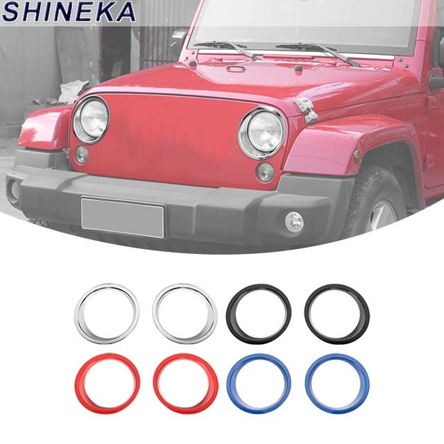 Car Decorative Accessories Front Headlight Lamp Cover Trim for Jeep Wrangler JK 2007-2017