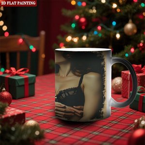<b>Reusable</b> Ceramic Mug Frosted Black 11oz Heat Sensitive Color Changing <b>Cup</b> - Product Image 2