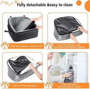 Siège rehausseur pour chien amovible et lavable, siège auto pour petit chien, lit de voyage avec poche de rangement, ceinture de sécurité pour animaux de compagnie jusqu'à 30 livres, utilisation extérieure, mousse - Product Image 5
