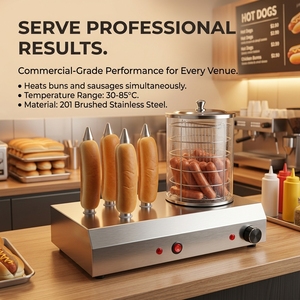 <b>Electric</b> Hot Dog <b>Steamer</b> and Bun Warmer Stainless Steel Commercial Sausage Steaming Machine with Glass Cylinder - Product Image 5