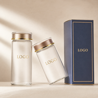 Flacon en verre transparent personnalisé pour vitamines avec bouchon à vis doré, pot de luxe pour pilules et capsules de suppléments avec boîte cadeau, impression de logo OEM ODM